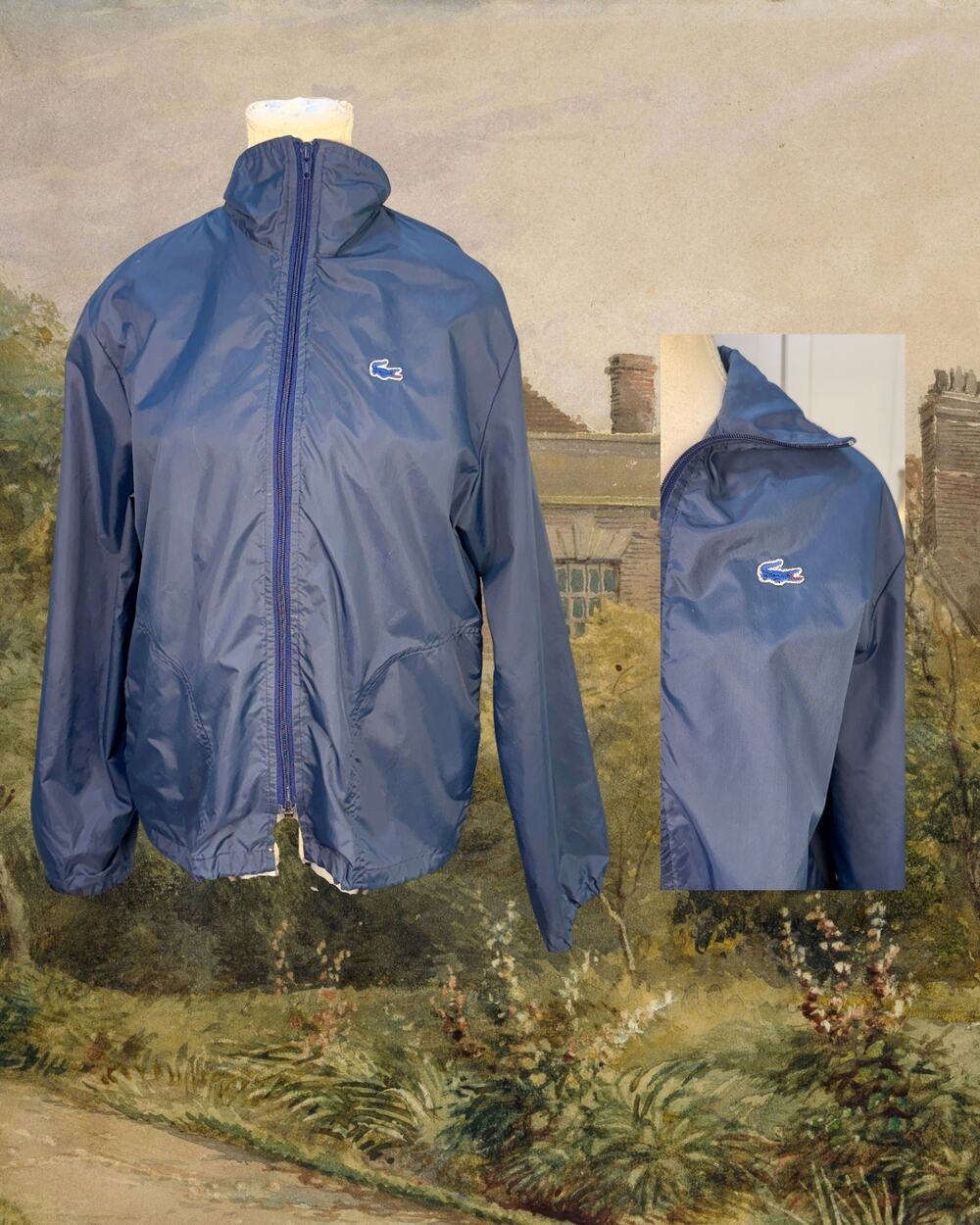 Vintage 78-83 Alligator Lacoste Full-Zip Navy Blue Windbreaker Jacket Size M